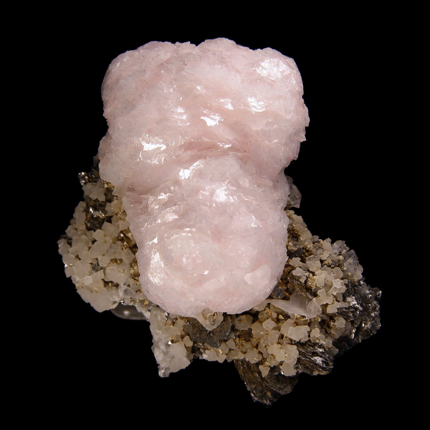Calcite (var: Manganoan) with Calcite and Lollingite