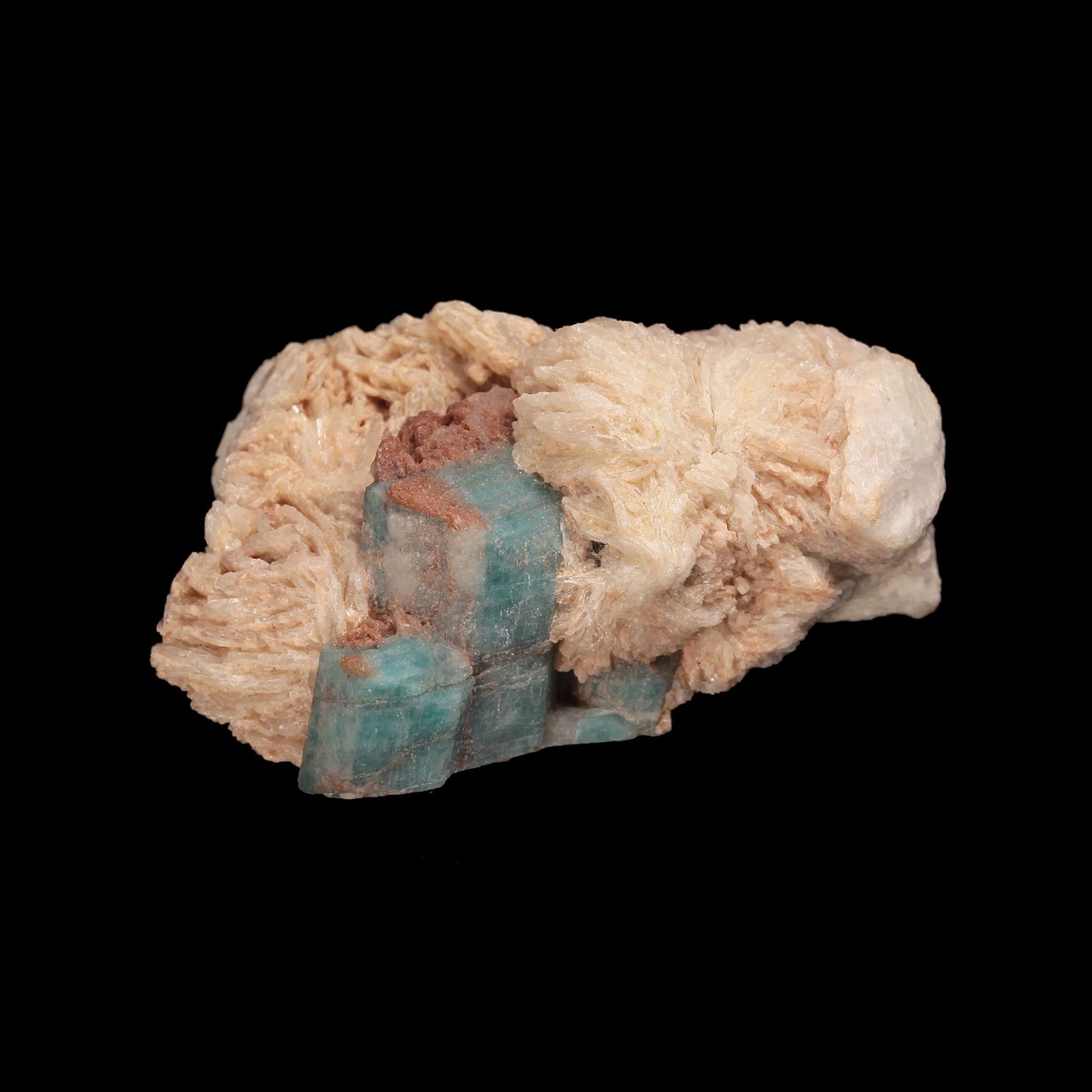 Microcline (var: Amazonite) on Albite (var: Cleavelandite)