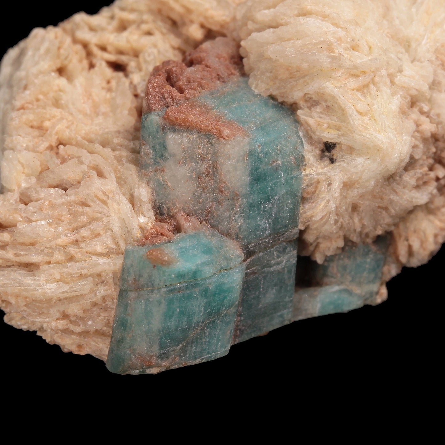 Microcline (var: Amazonite) on Albite (var: Cleavelandite)