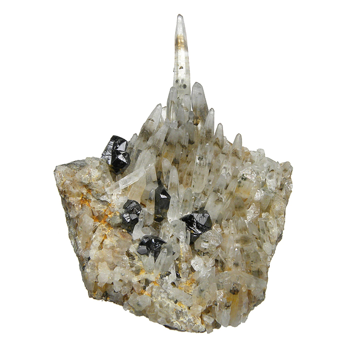 Cassiterite and Quartz with Smoky Quartz Phantoms