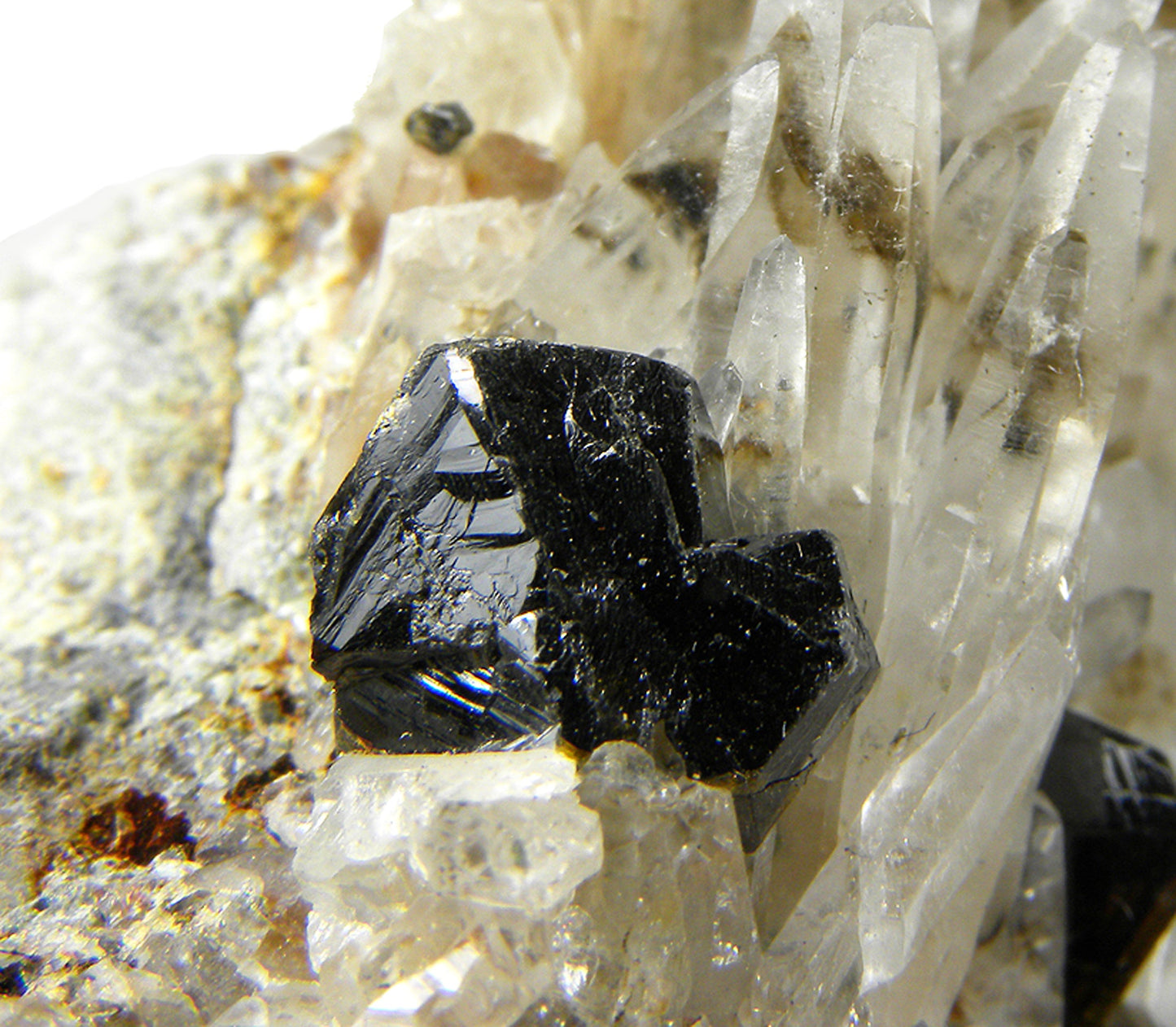 Cassiterite and Quartz with Smoky Quartz Phantoms