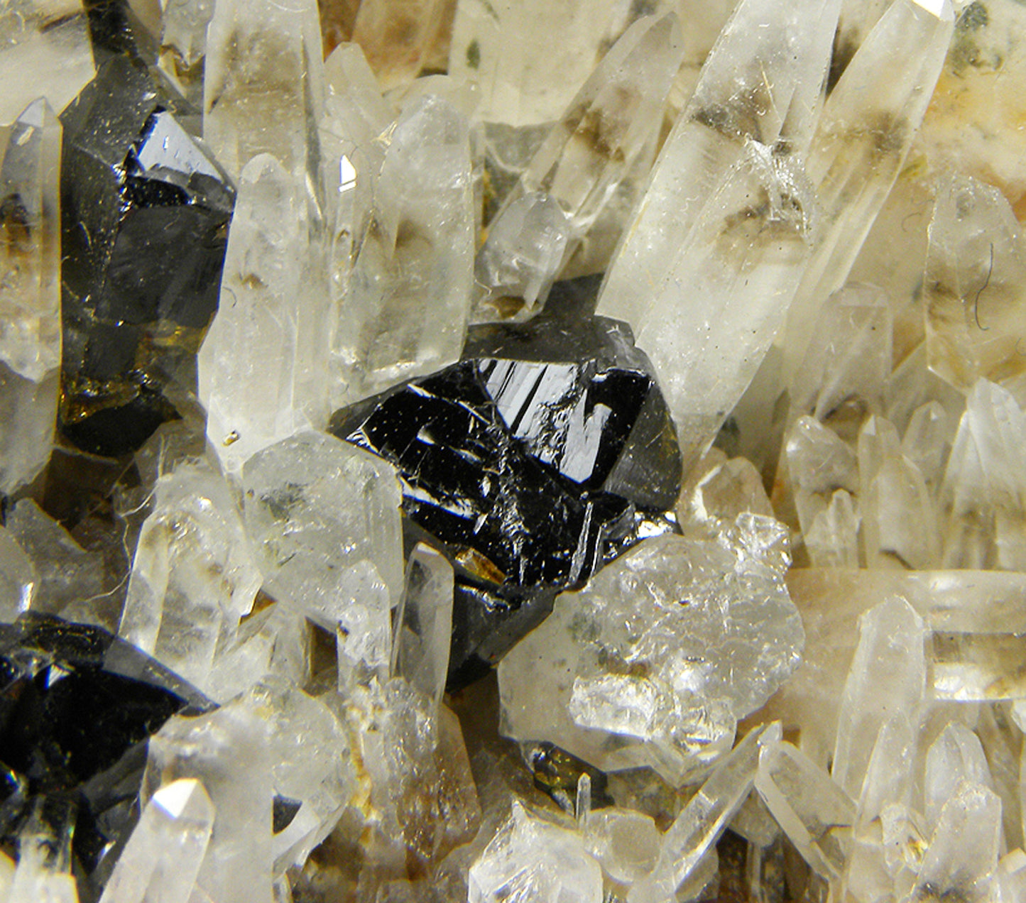Cassiterite and Quartz with Smoky Quartz Phantoms