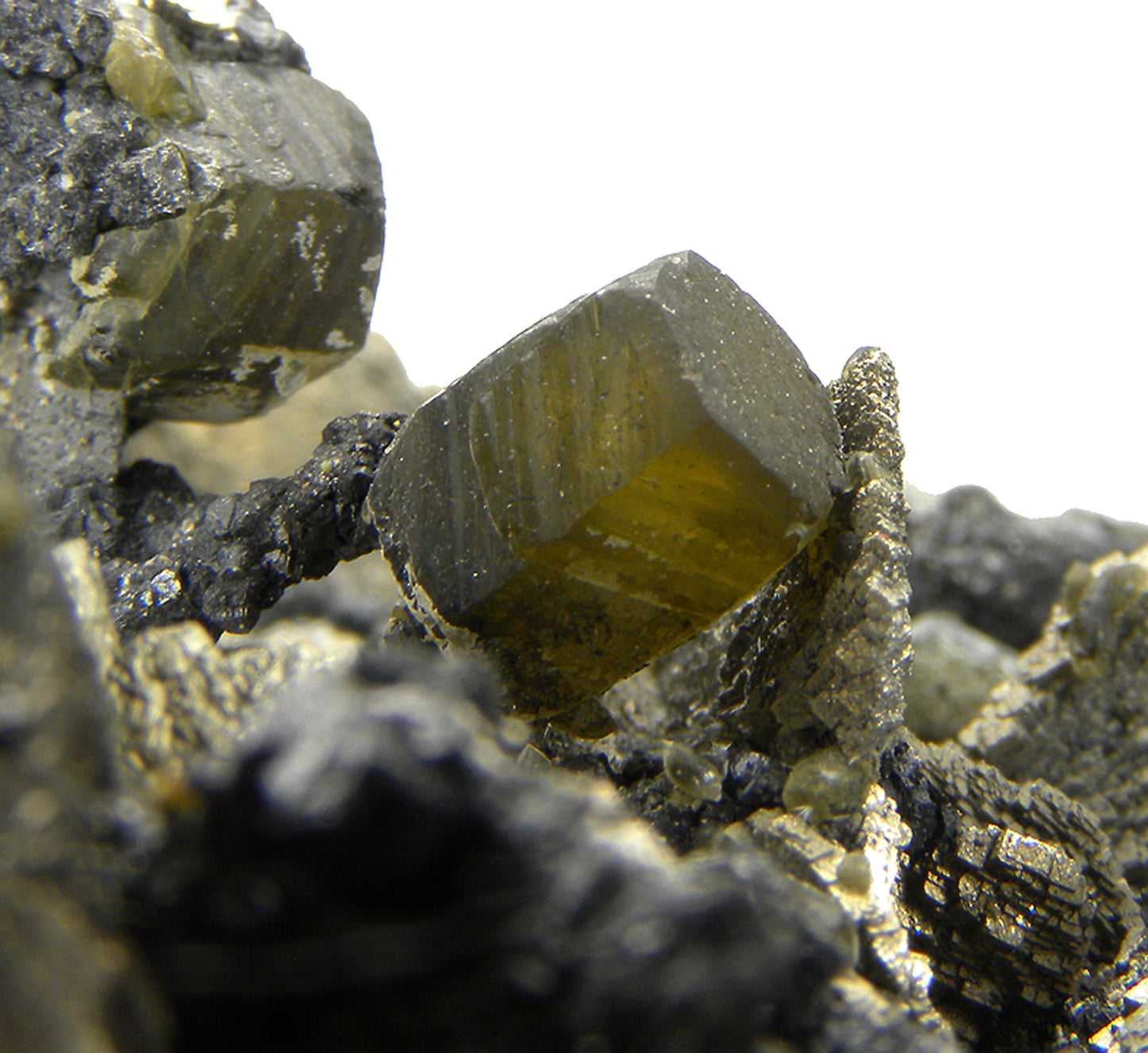Siderite on Pyrite (replacing Siderite) with Stannite