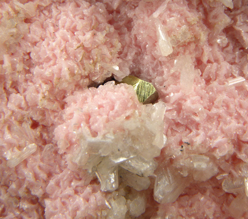 Rhodochrosite with Stilbite(!) & Chalcopyrite