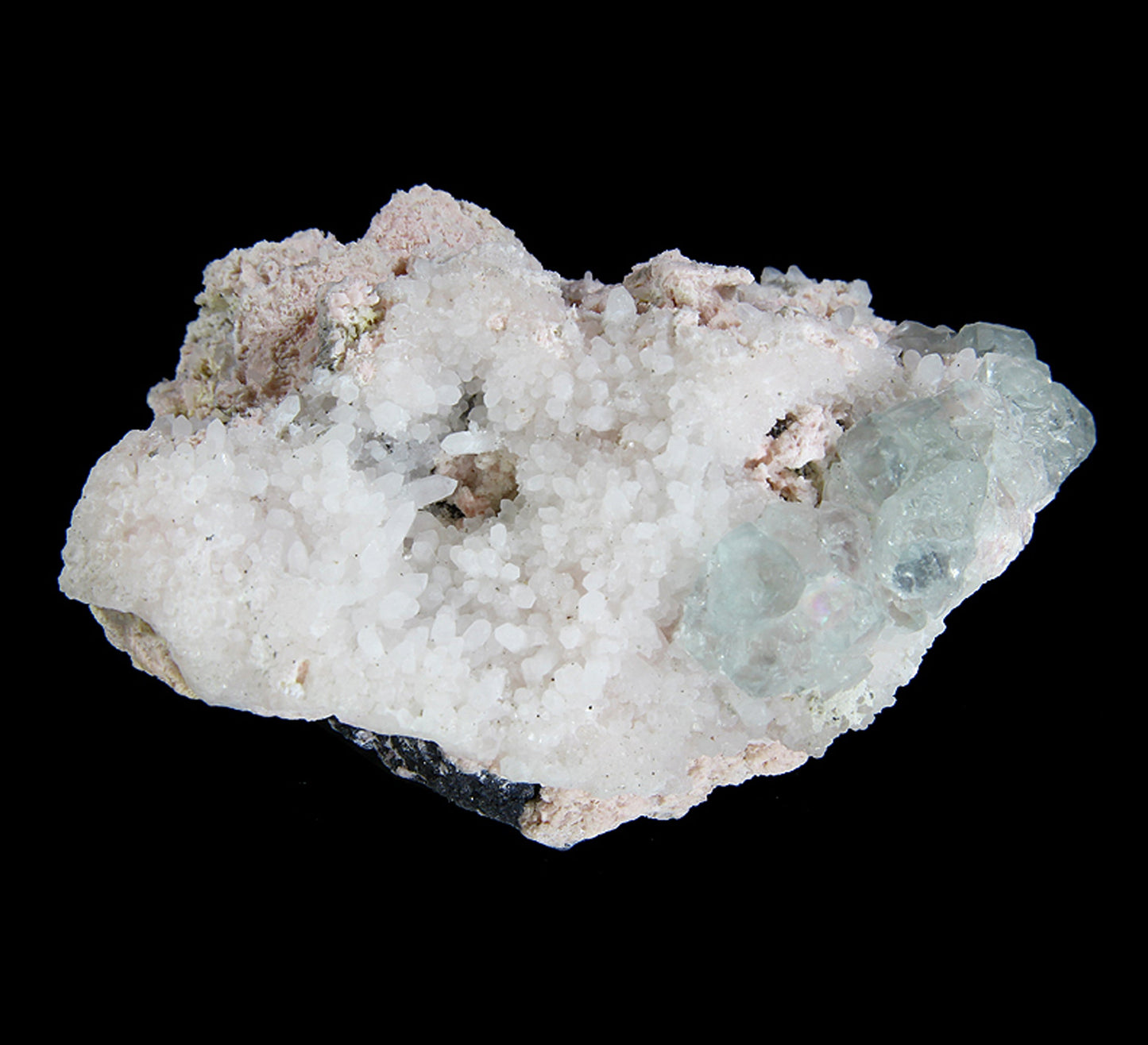 Rhodochrosite with Fluorite and Quartz