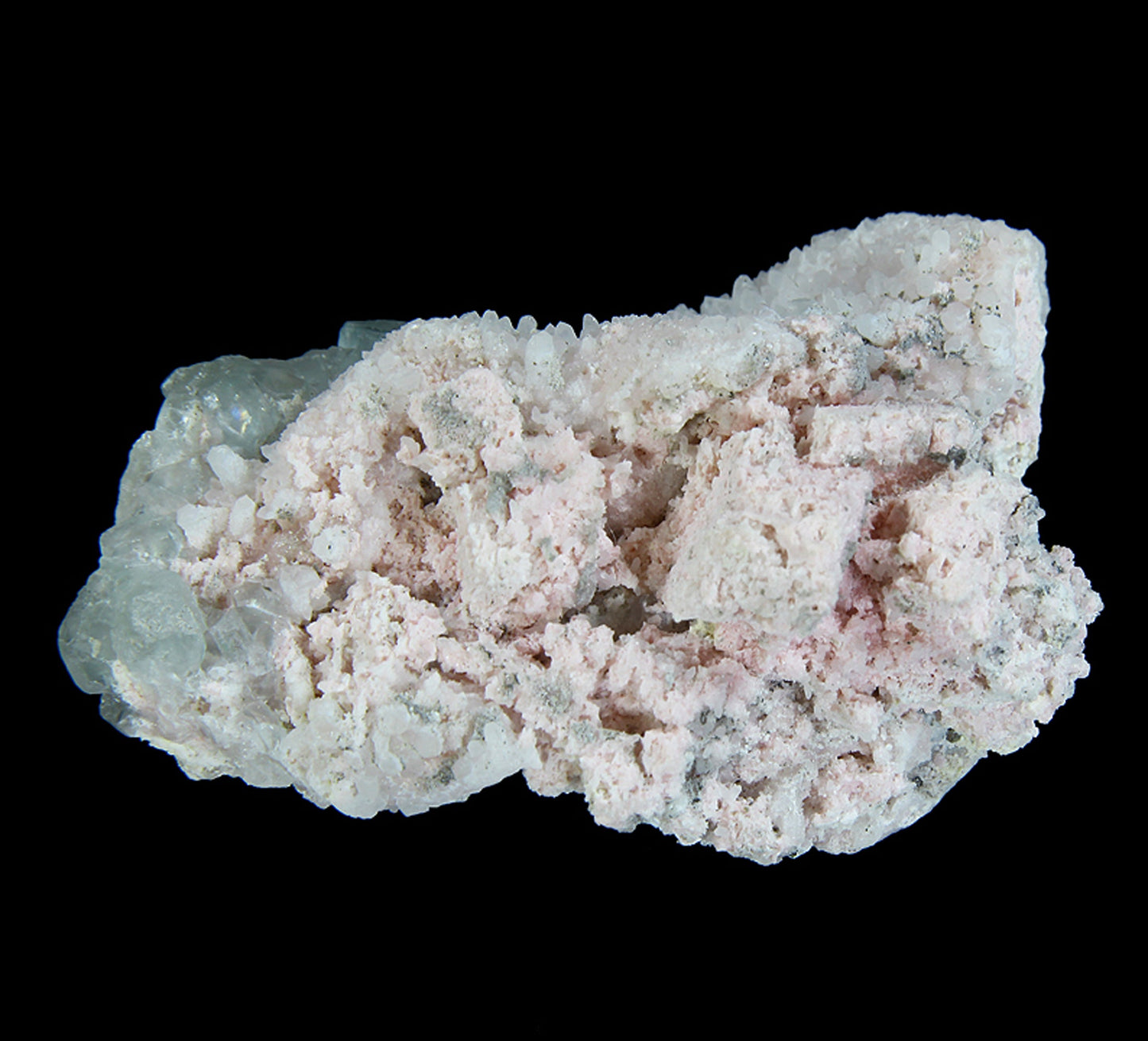 Rhodochrosite with Fluorite and Quartz