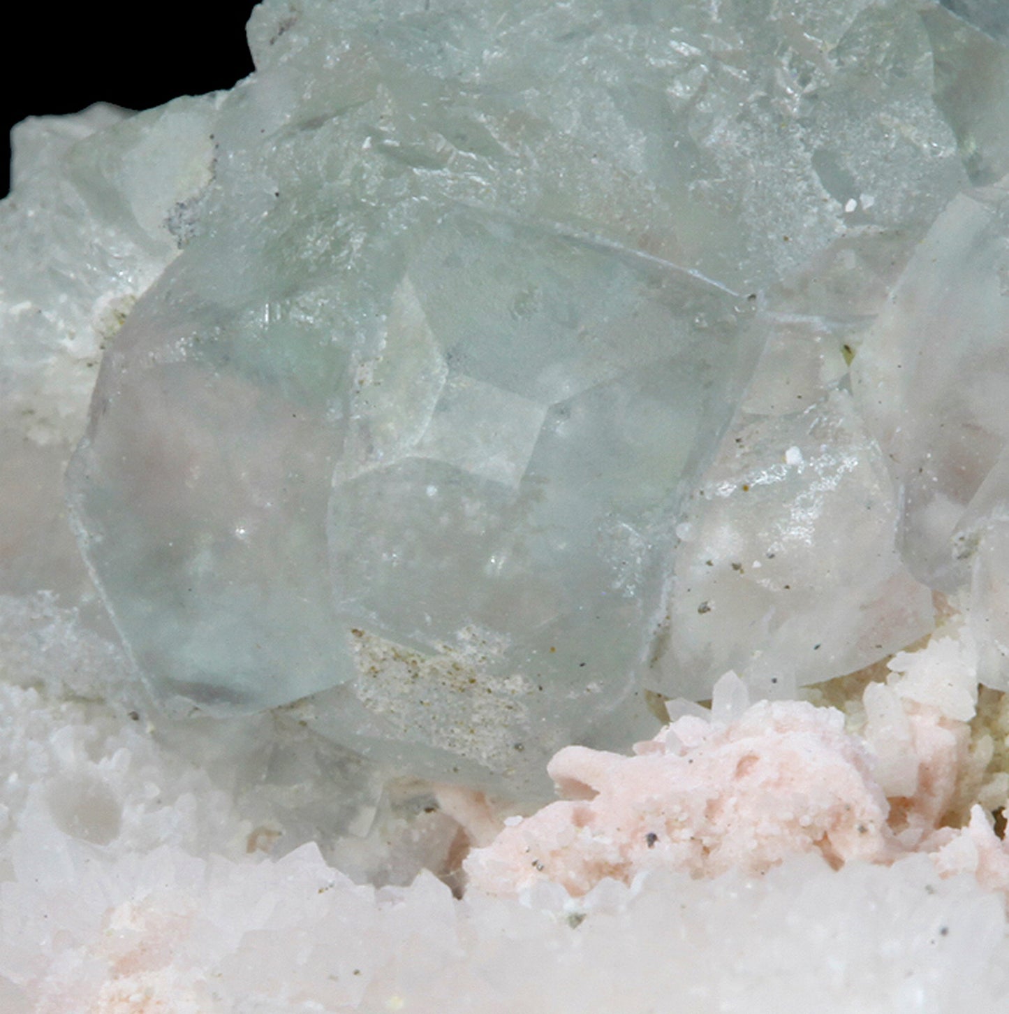 Rhodochrosite with Fluorite and Quartz
