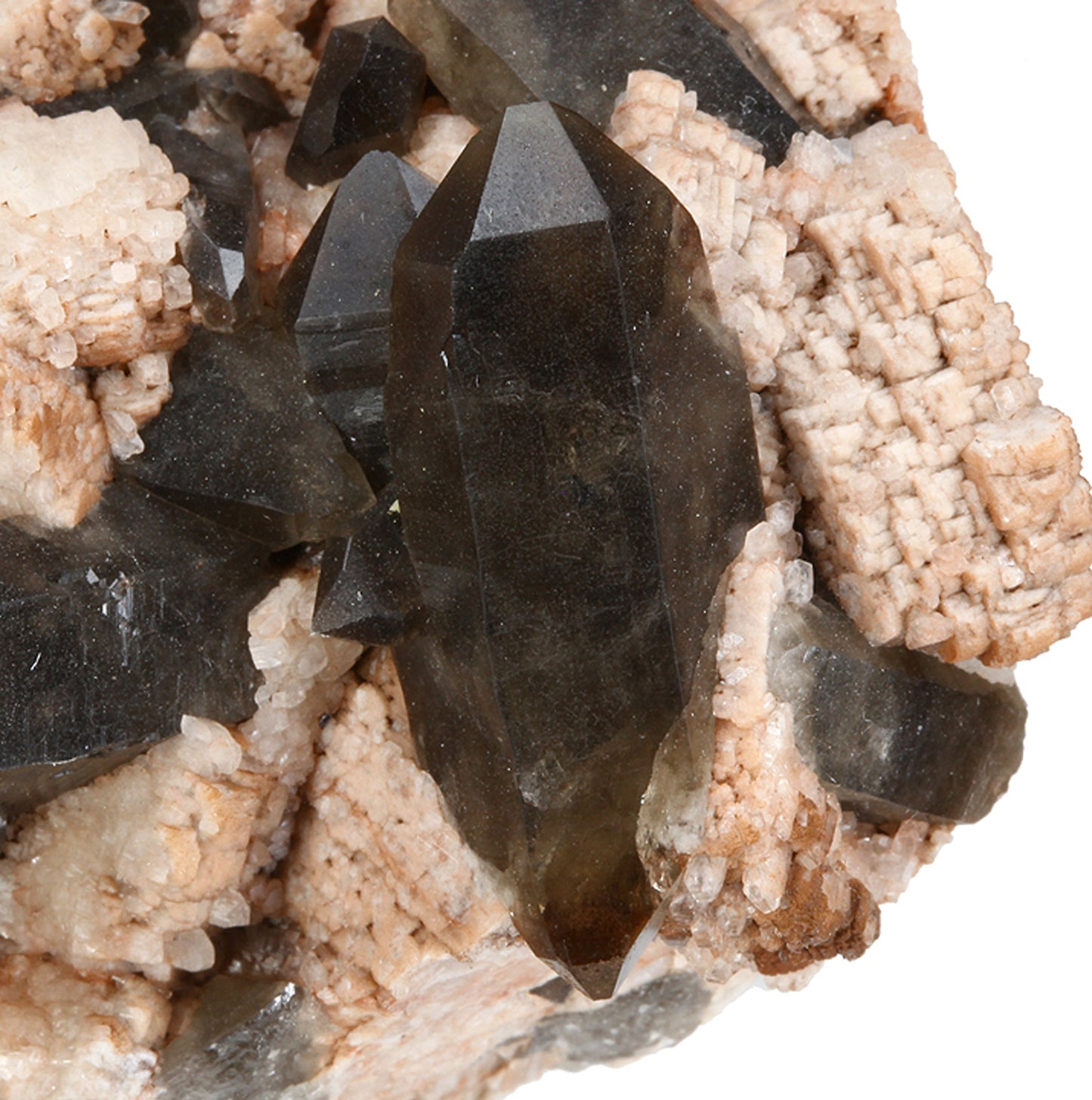 Quartz (var: Smoky) on Microcline