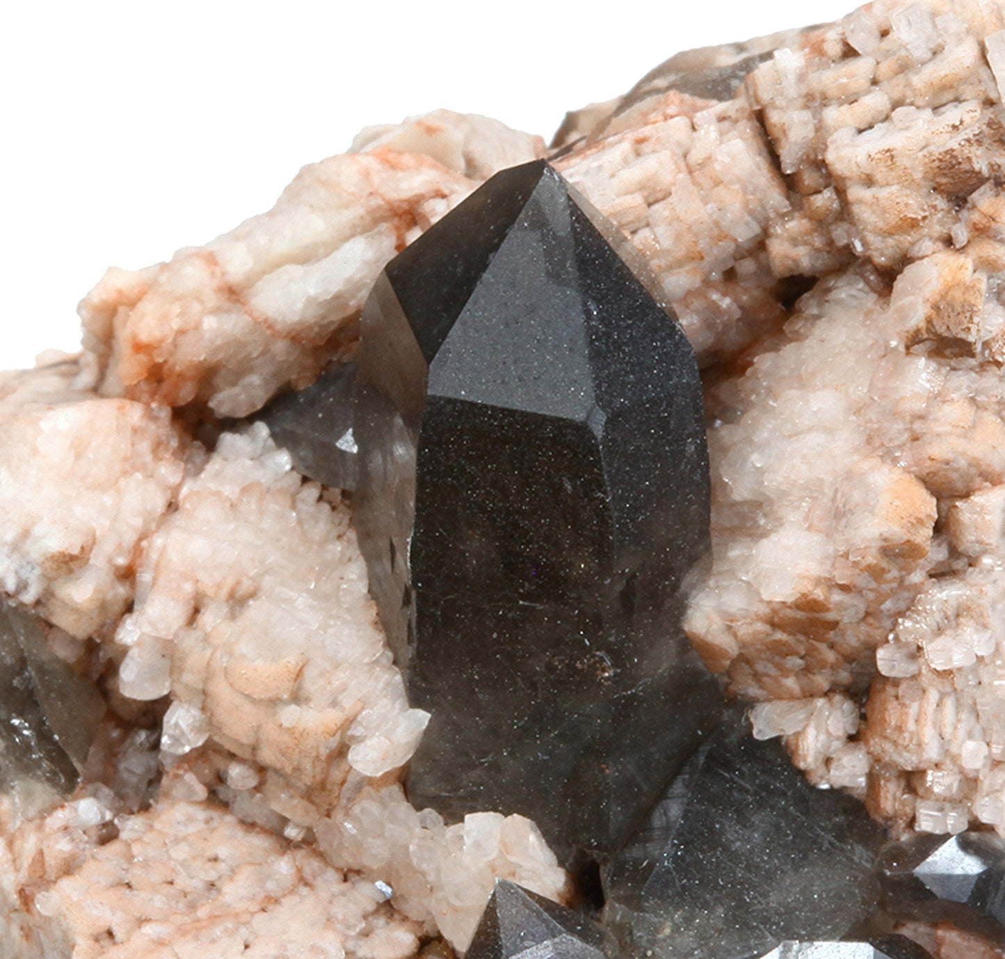 Quartz (var: Smoky) on Microcline