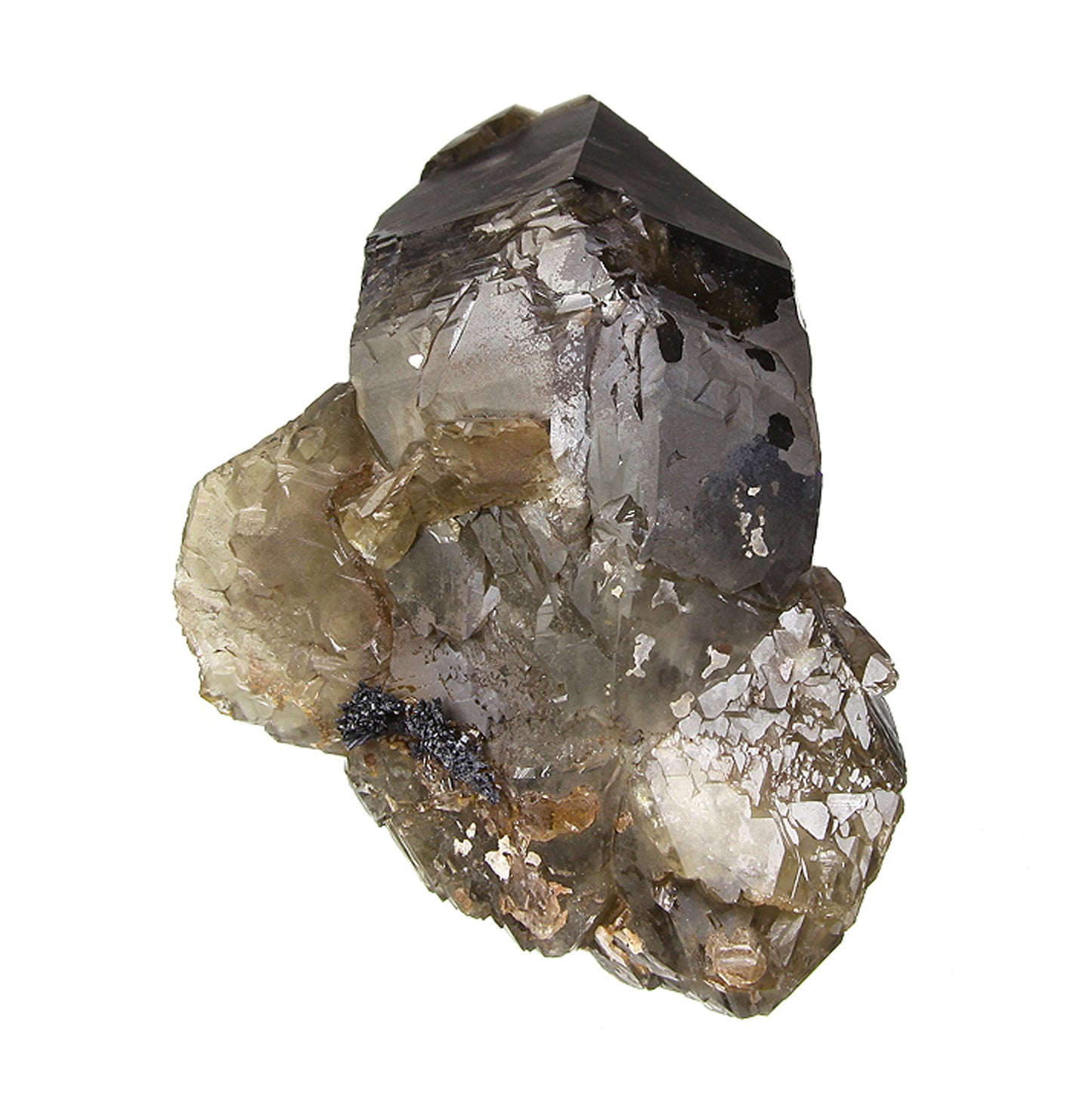 Quartz (var: Smoky) with Goethite