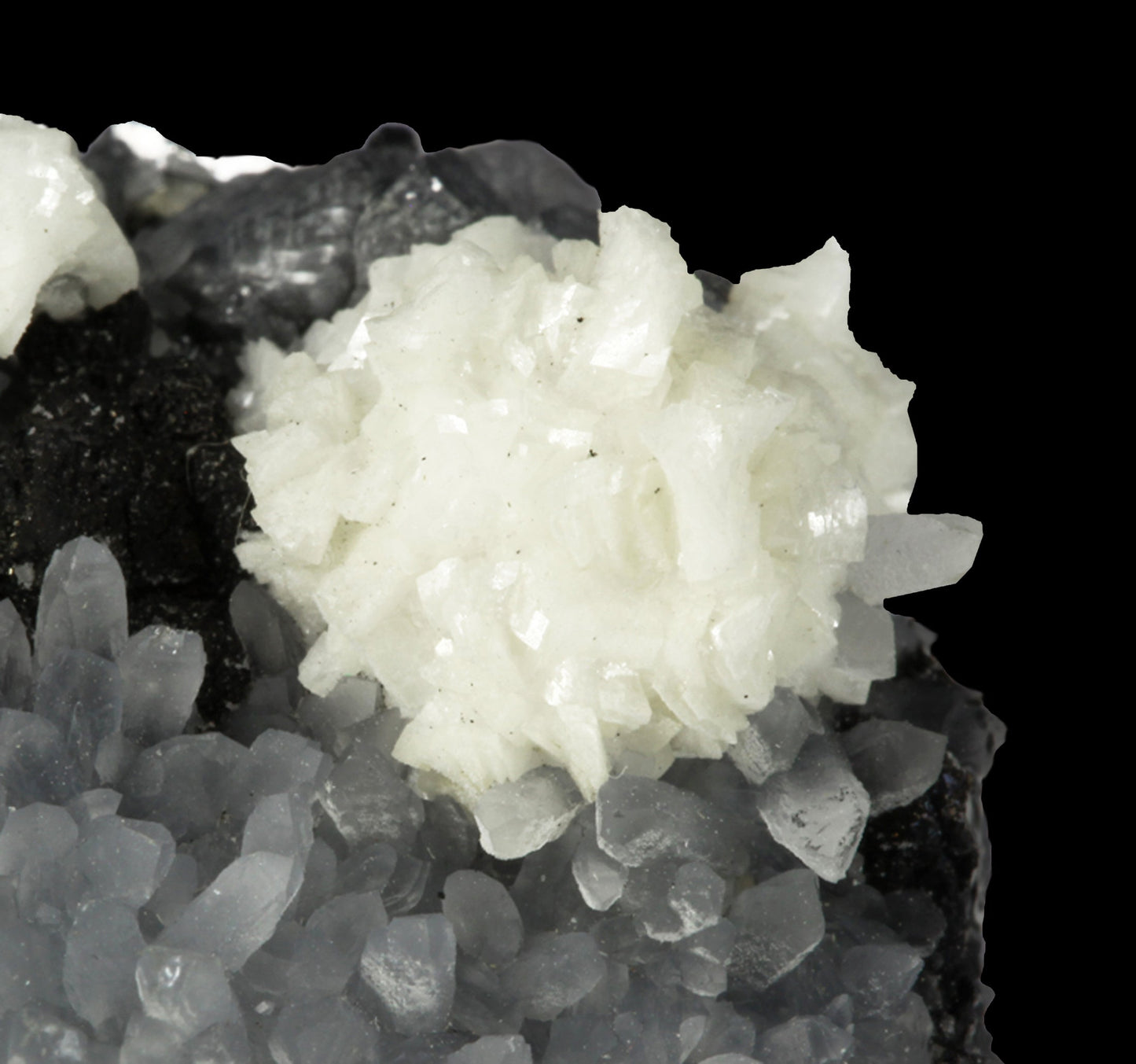 Dolomite and Quartz on Sphalerite