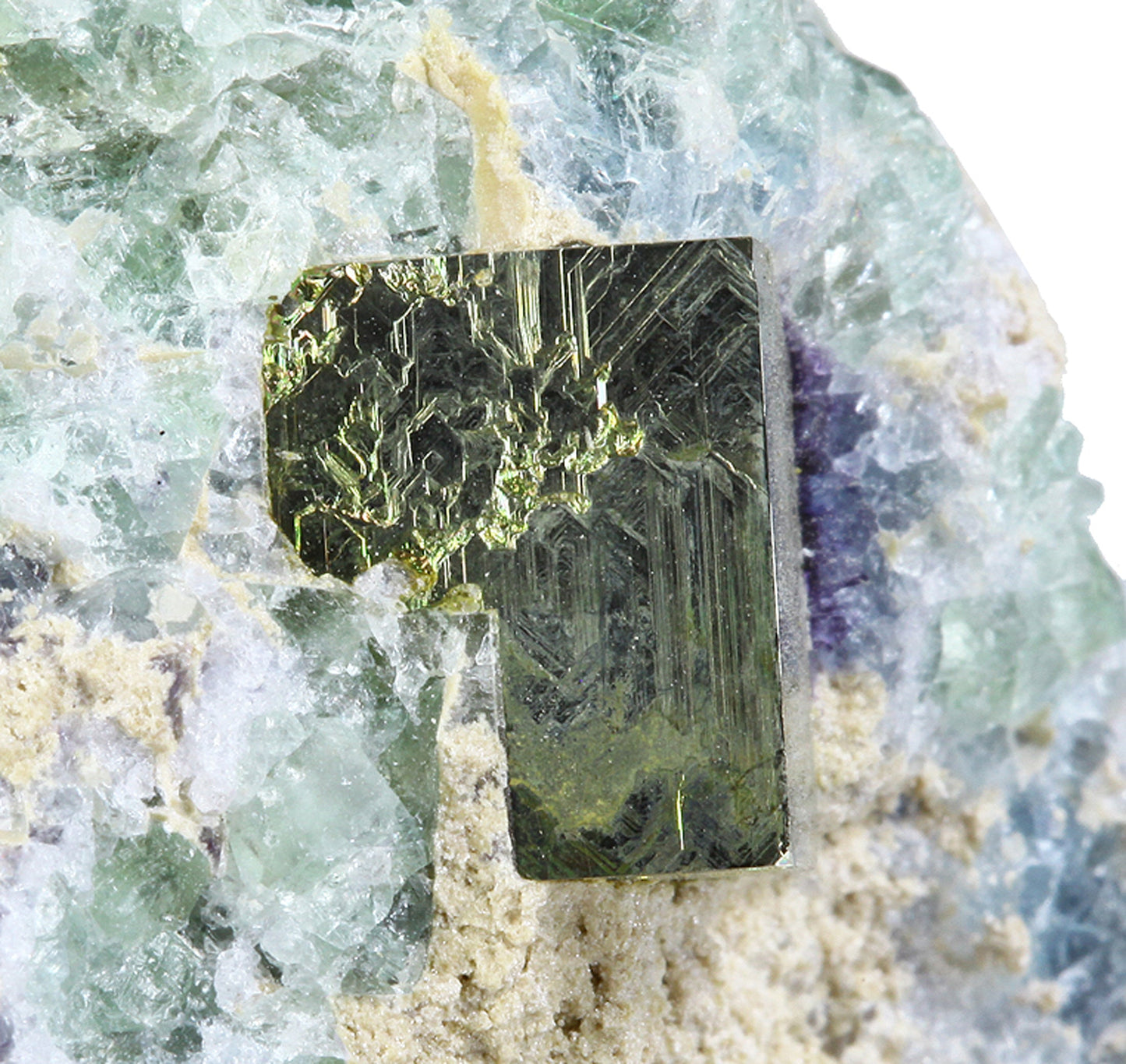 Pyrite with Fluorite