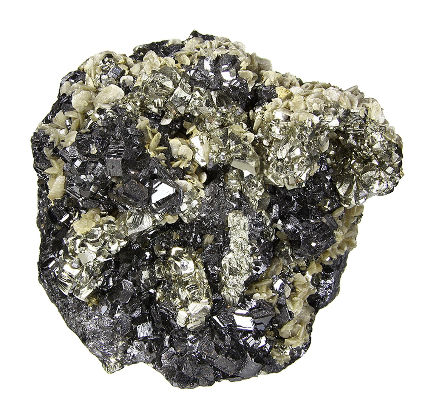 Pyrite “horseshoe” with Siderite on Sphalerite