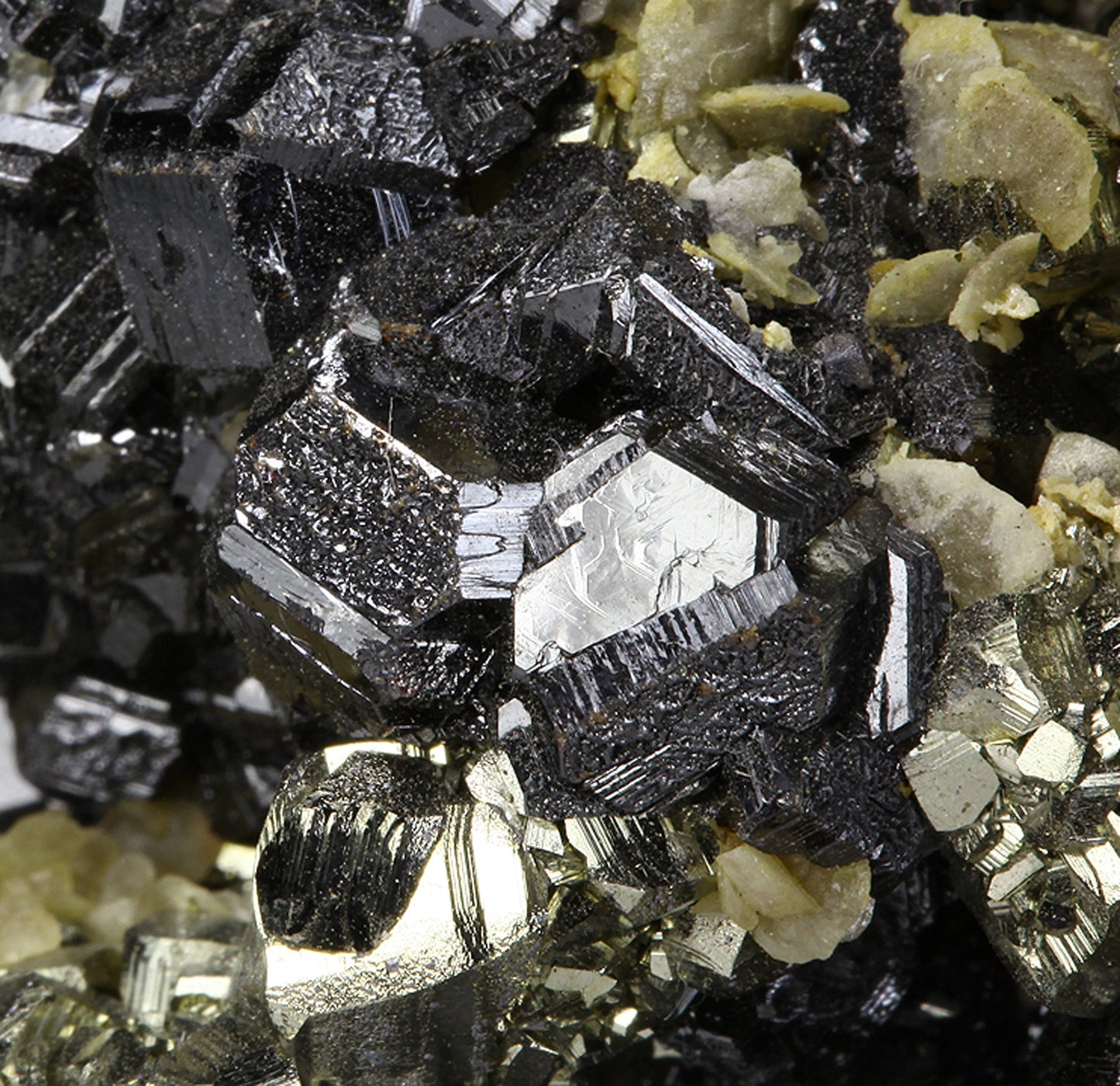 Pyrite “horseshoe” with Siderite on Sphalerite