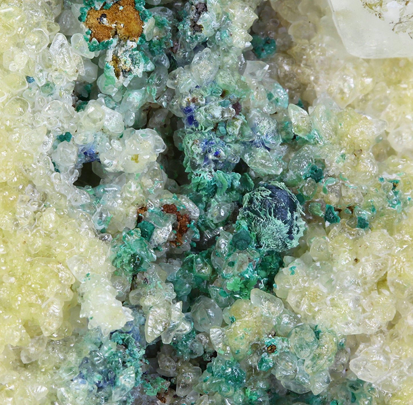 Calcite with Malachite and Azurite