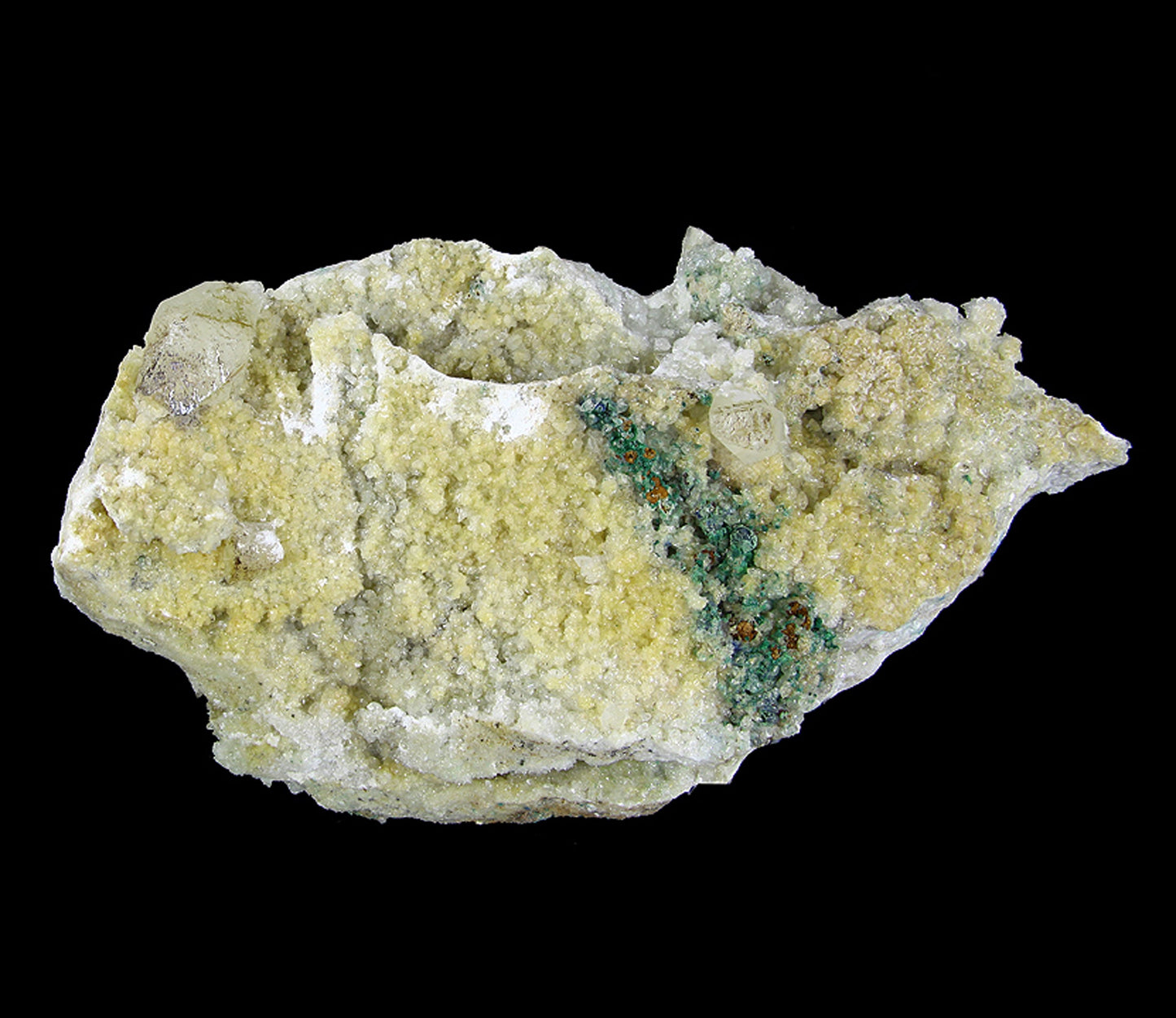Calcite with Malachite and Azurite