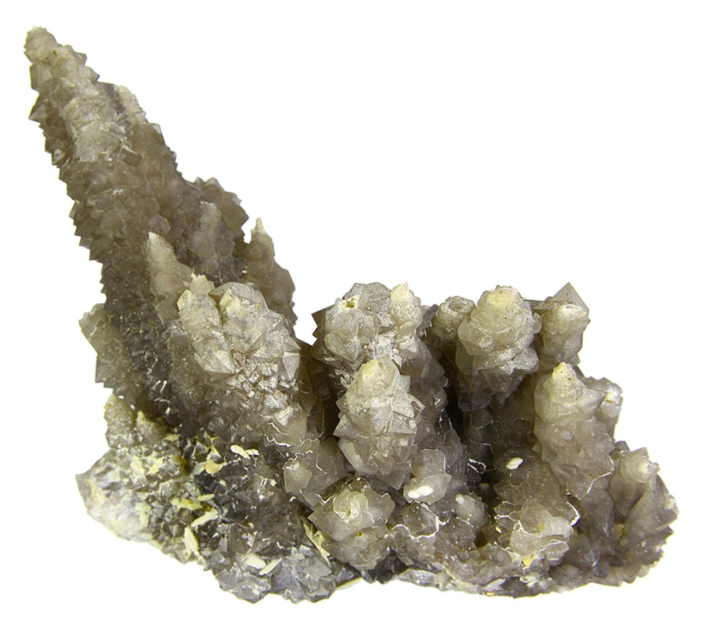 Chalcedony on Smoky Quartz “casts” after Laumontite