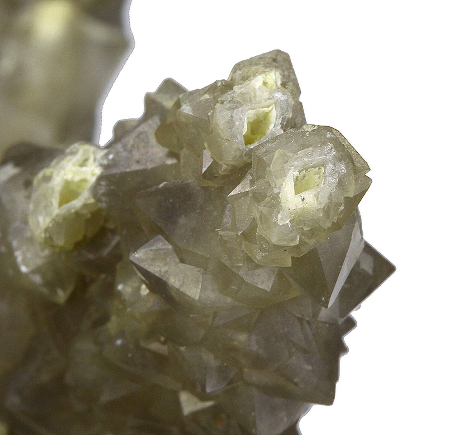 Chalcedony on Smoky Quartz “casts” after Laumontite