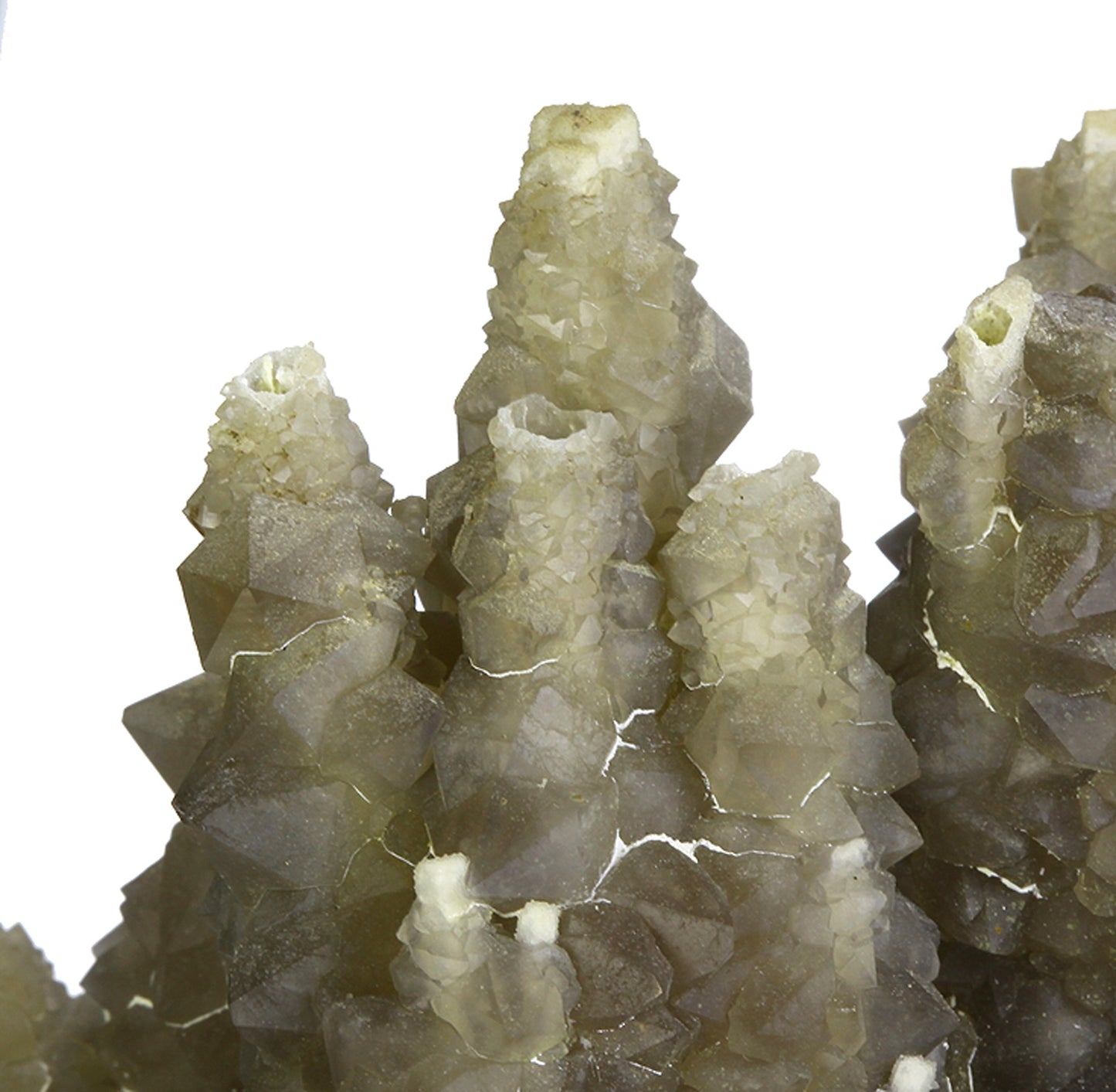Chalcedony on Smoky Quartz “casts” after Laumontite