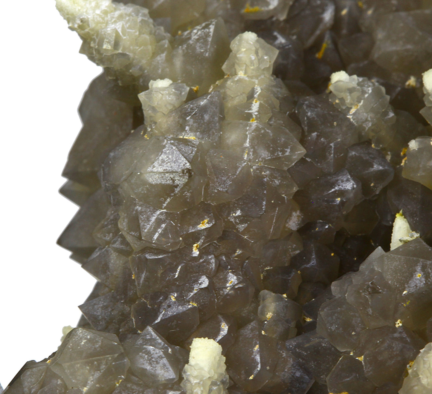 Chalcedony on Smoky Quartz “casts” after Laumontite