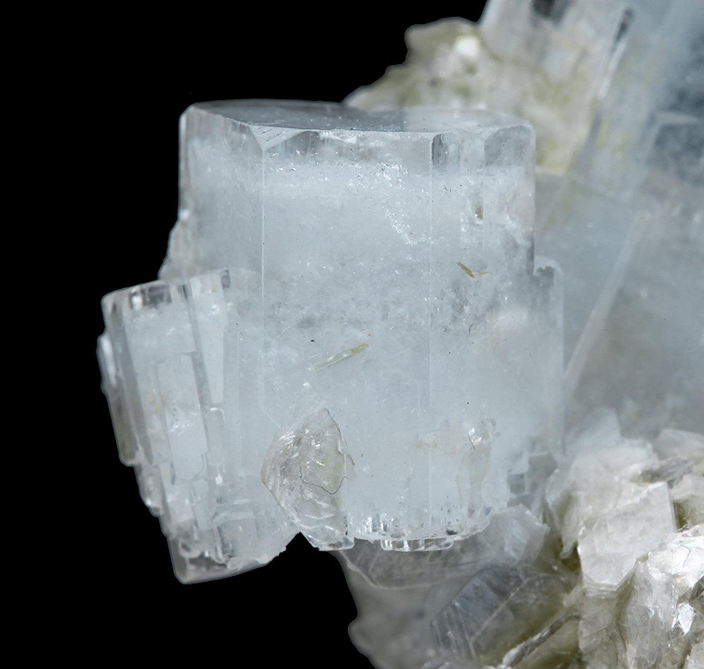 Beryl (var: Aquamarine) with Muscovite on Albite