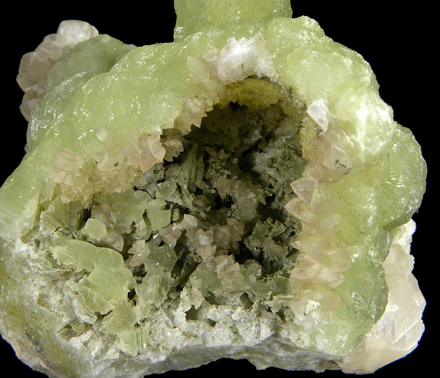Prehnite finger cast after Anhydrite with Calcite
