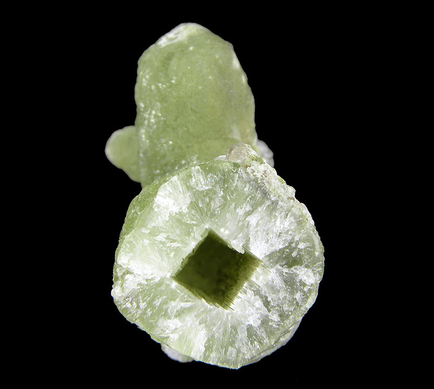 Prehnite “BOOT”-shaped cast after Anhydrite with Calcite