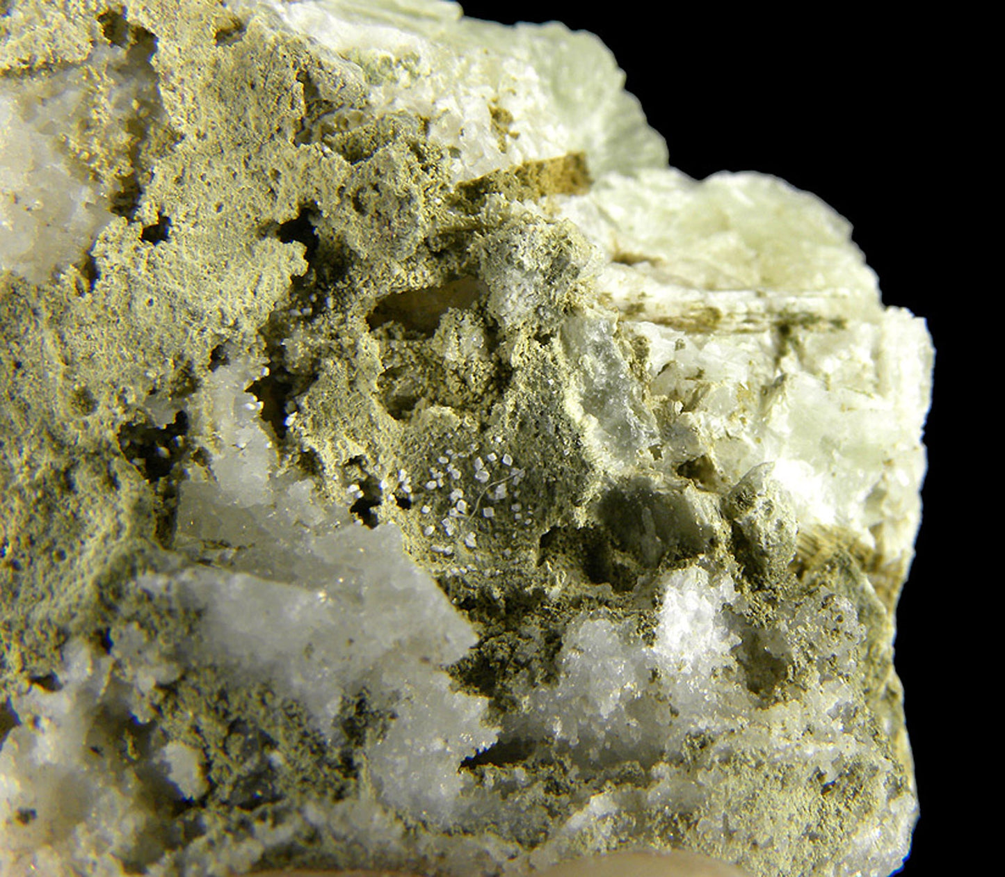 Prehnite casts after Anhydrite with “Phacolite” twinned Chabazite & Pumpellyite