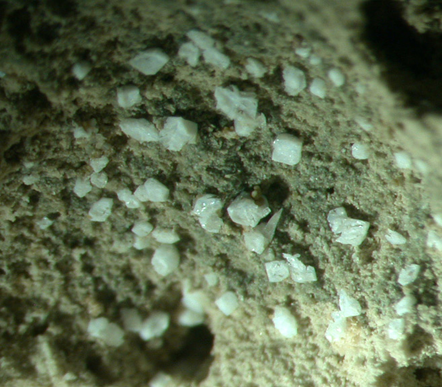 Prehnite casts after Anhydrite with “Phacolite” twinned Chabazite & Pumpellyite