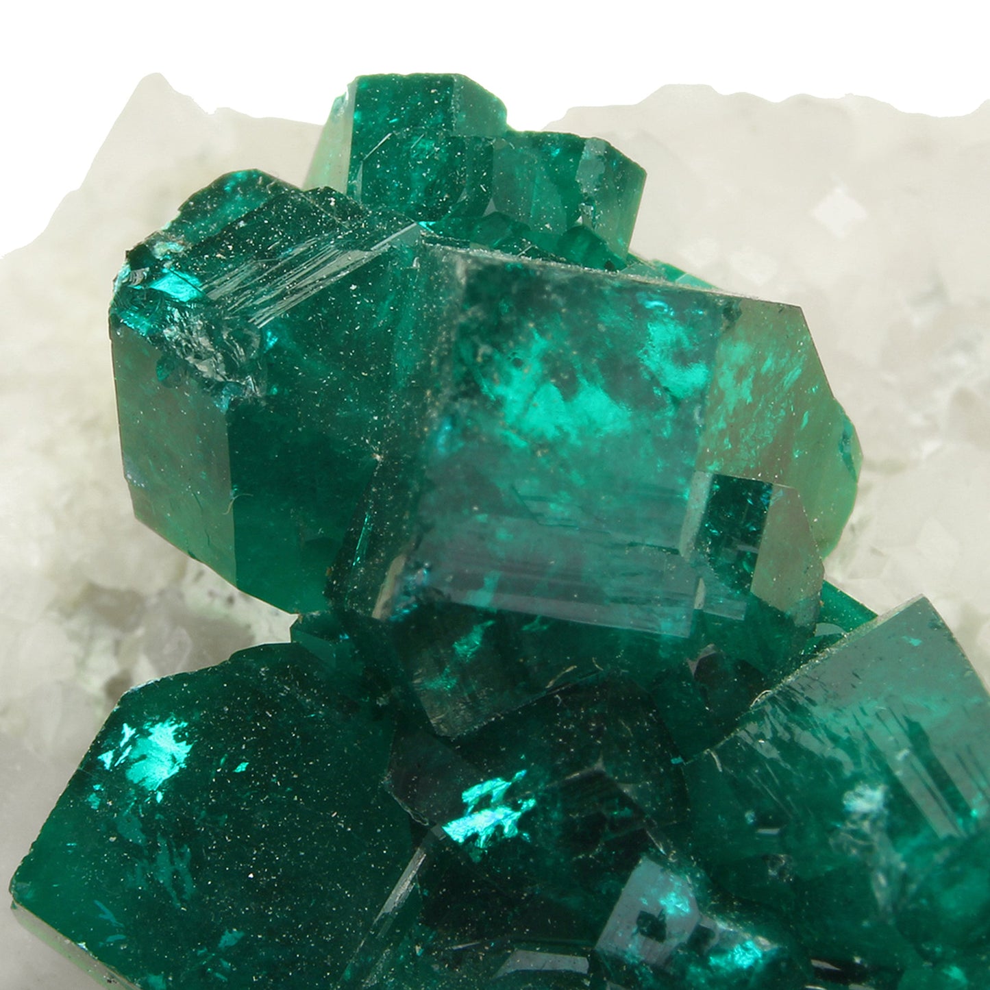 Dioptase on Calcite