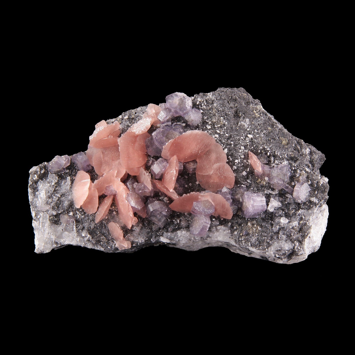 Rhodochrosite with Purple Apatite