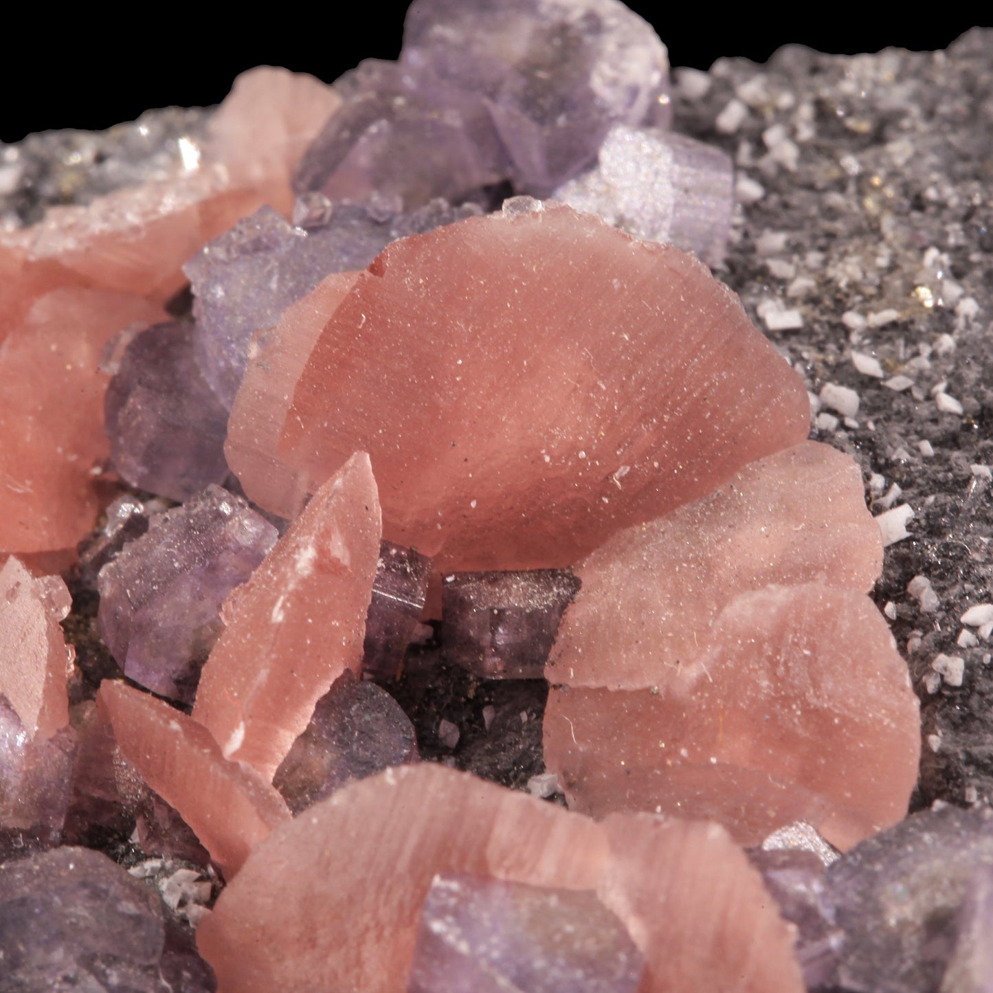 Rhodochrosite with Purple Apatite