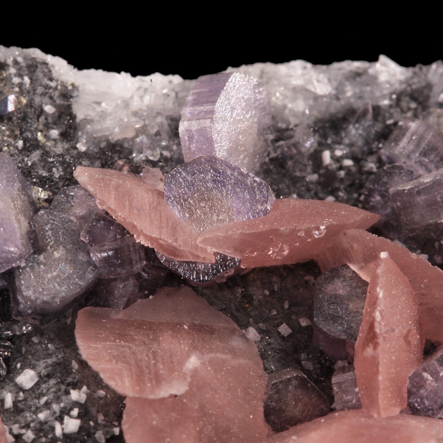 Rhodochrosite with Purple Apatite