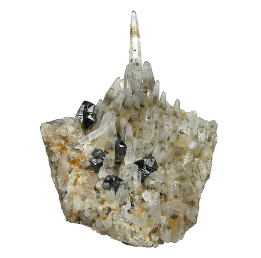 Cassiterite and Quartz with Smoky Quartz Phantoms