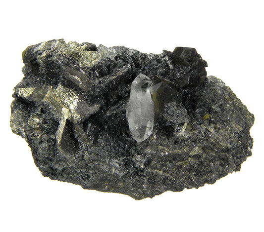 Siderite and Quartz on Pyrite (replacing Siderite) with Stannite
