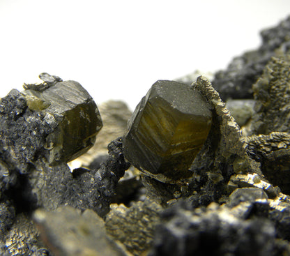 Siderite on Pyrite (replacing Siderite) with Stannite