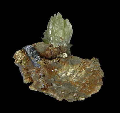 Ludlamite with Vivianite on matrix