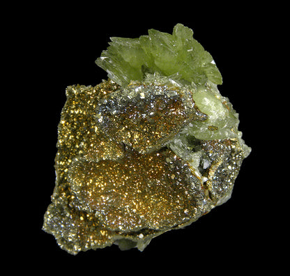 Ludlamite with Siderite on Pyrite