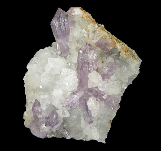 Amethyst on Calcite  
(reverse scepters)