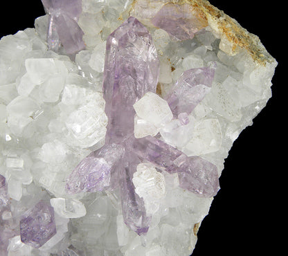 Amethyst on Calcite  
(reverse scepters)