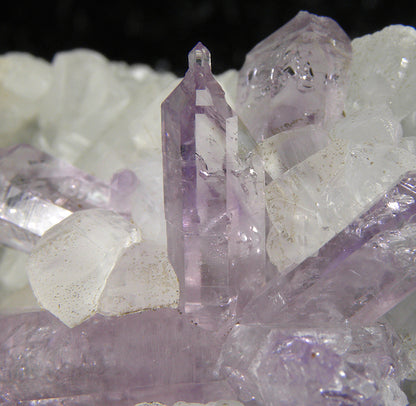 Amethyst on Calcite  
(reverse scepters)