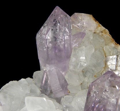 Amethyst on Calcite  
(reverse scepters)