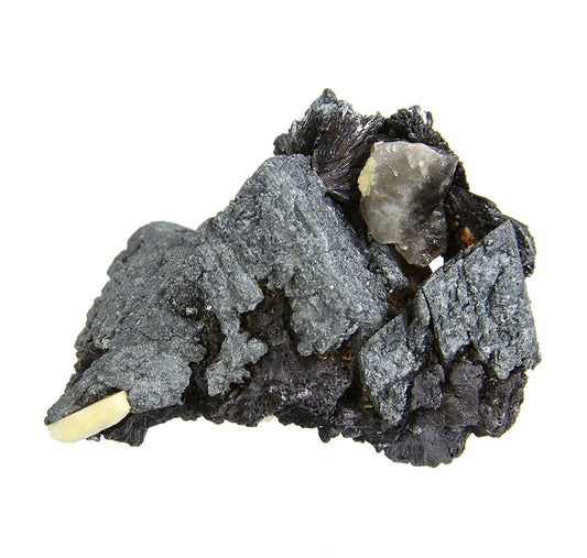 Hematite pseudomorphs after Siderite with Goethite and Quartz (var: Smoky)