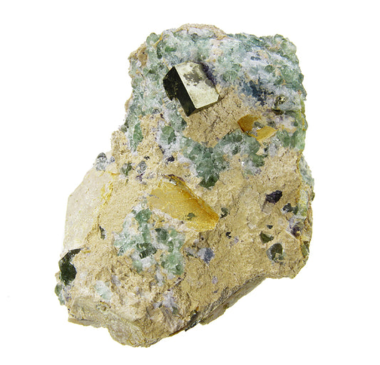 Pyrite with Fluorite
