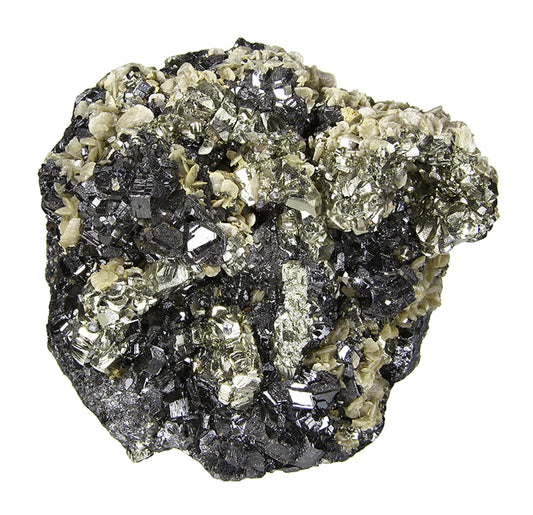 Pyrite “horseshoe” with Siderite on Sphalerite