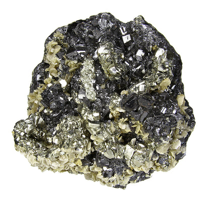 Pyrite “horseshoe” with Siderite on Sphalerite