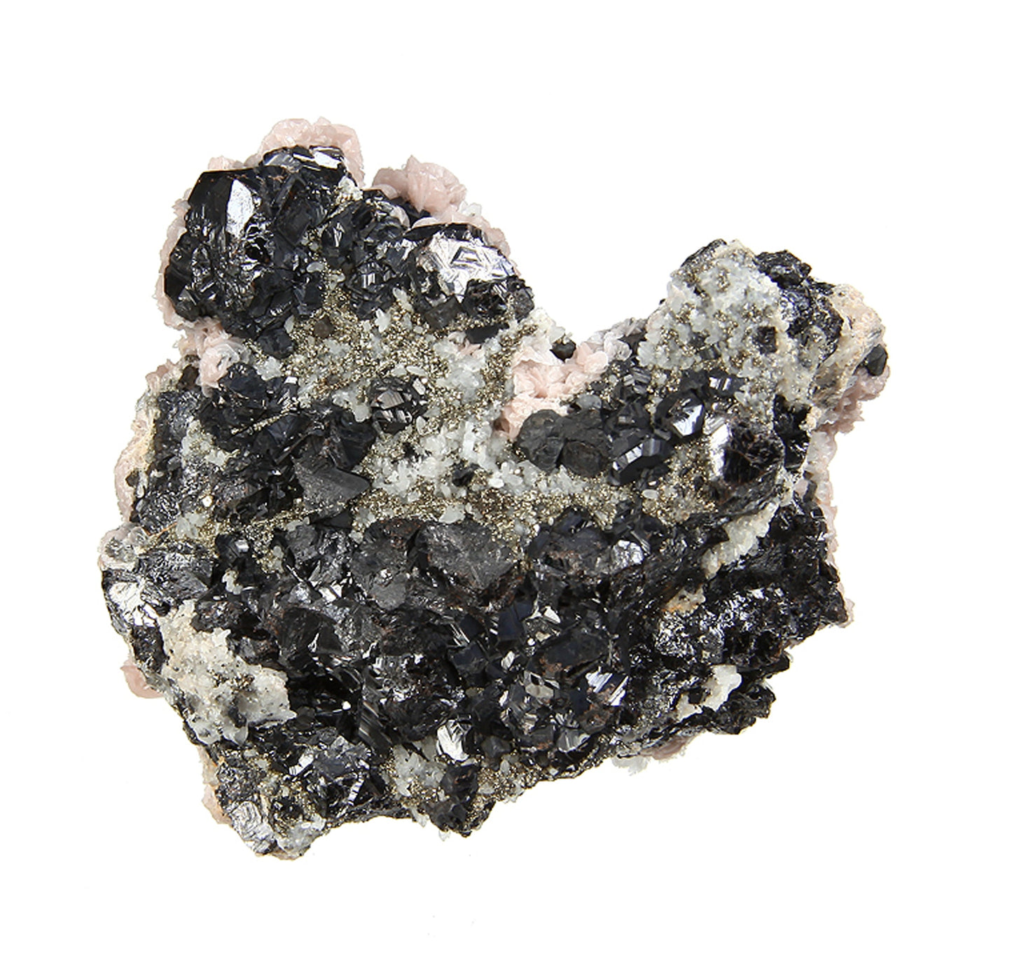 Rhodochrosite with Quartz on Sphalerite