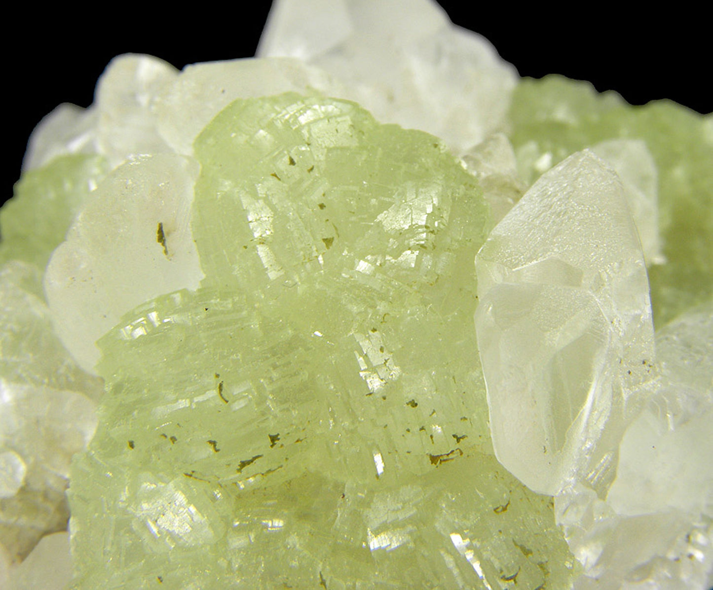 Prehnite casts after Anhydrite with Calcite