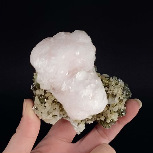Calcite (var: Manganoan) with Calcite and Lollingite