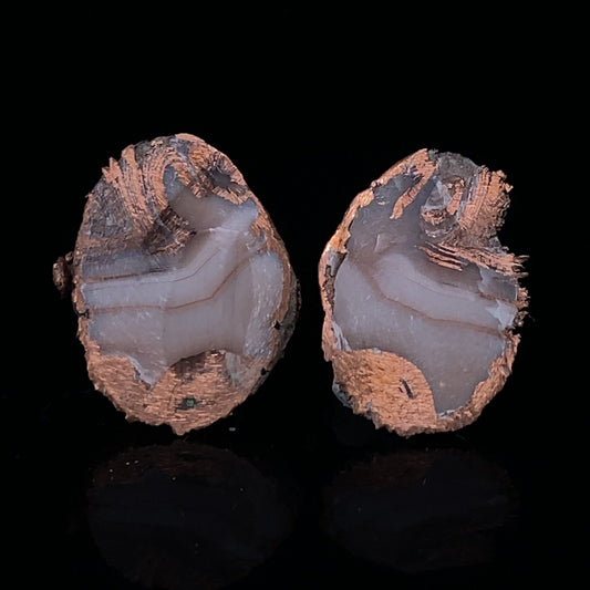RARE Copper replacement / pseudomorph after Agate 
(polished pair)